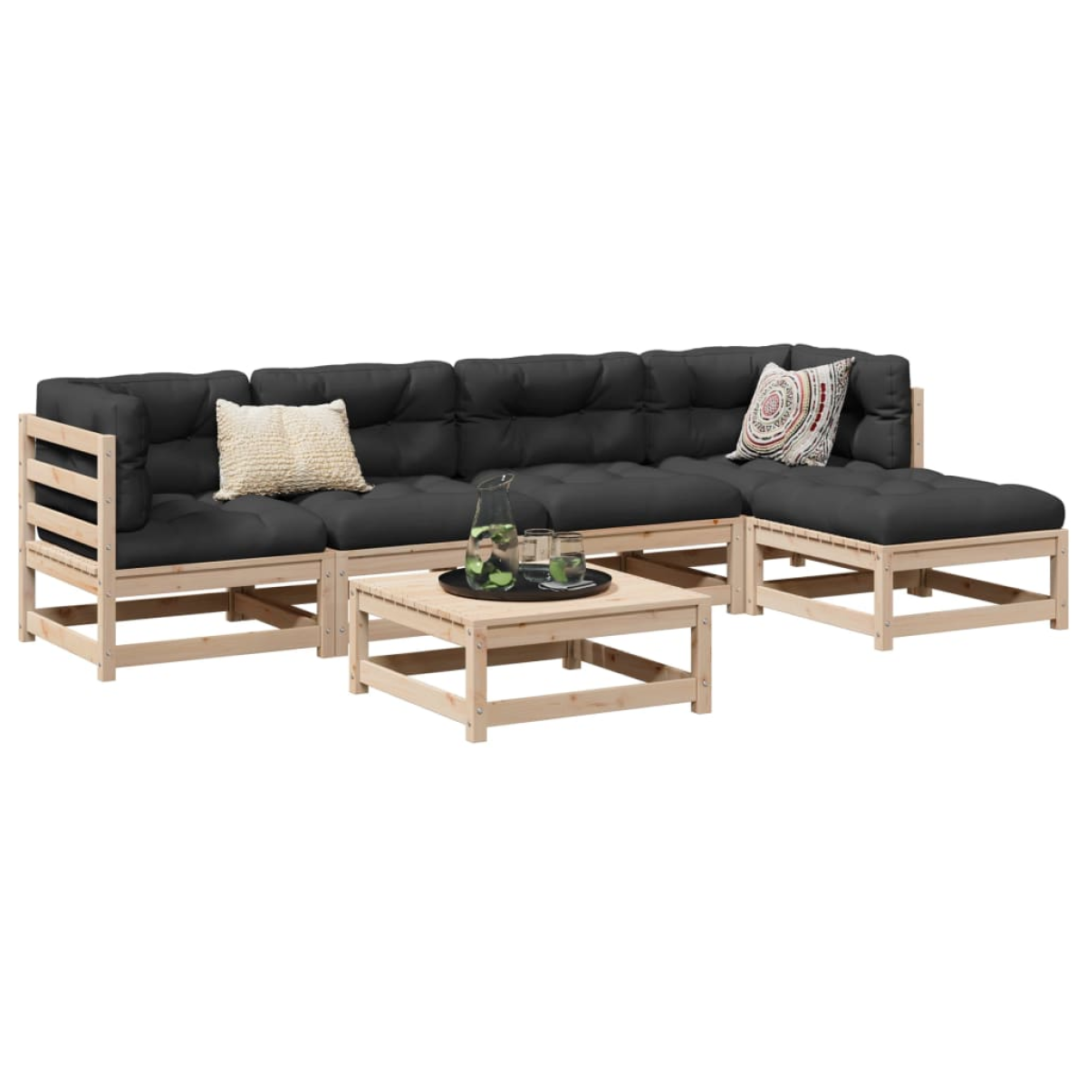 vidaXL vidaXL 6 Piece Garden Sofa Set Solid Wood Pine - Garden Sofa Sets