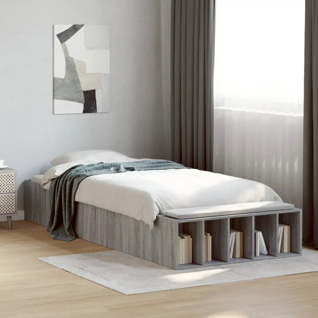 vidaXL Bed Frame without Mattress Grey Sonoma 90x190 cm Single - from vidaXL