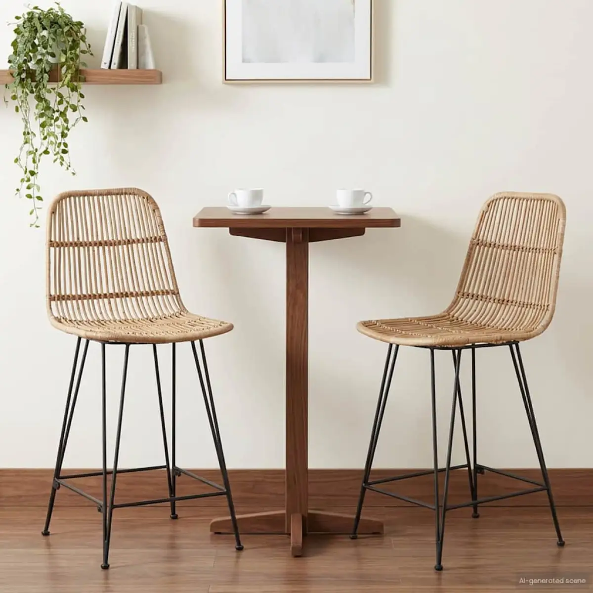 vidaXL vidaXL Bar Stool 2 pcs Natural 44 x 54 x 96 cm Rattan and Steel - Bar Stool