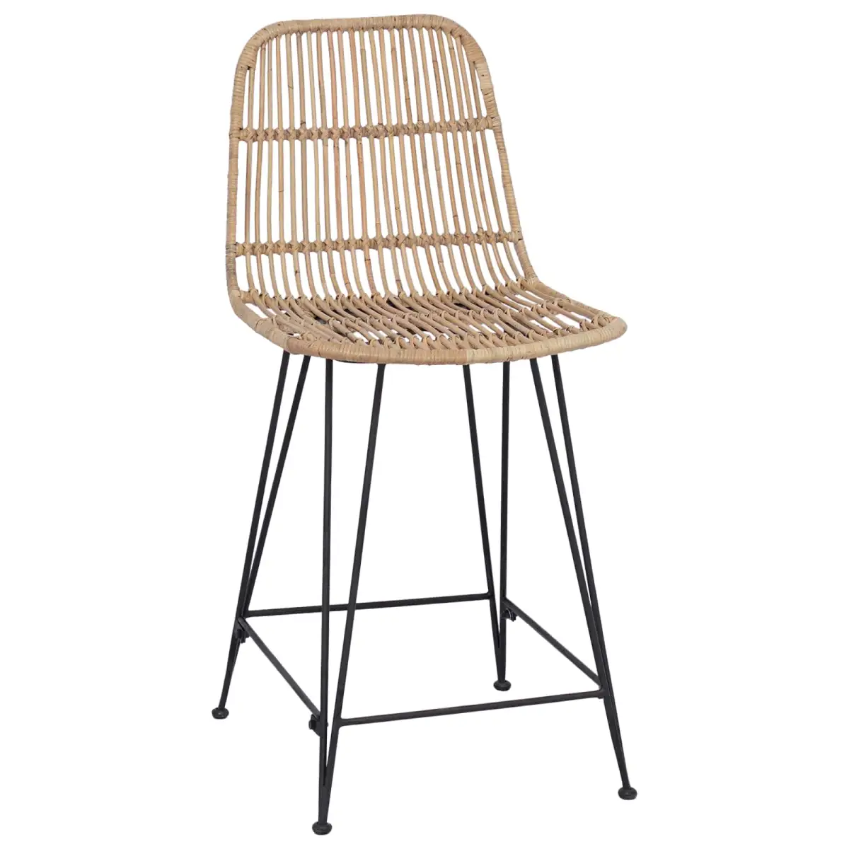 vidaXL vidaXL Bar Stool 2 pcs Natural 44 x 54 x 96 cm Rattan and Steel - Bar Stool