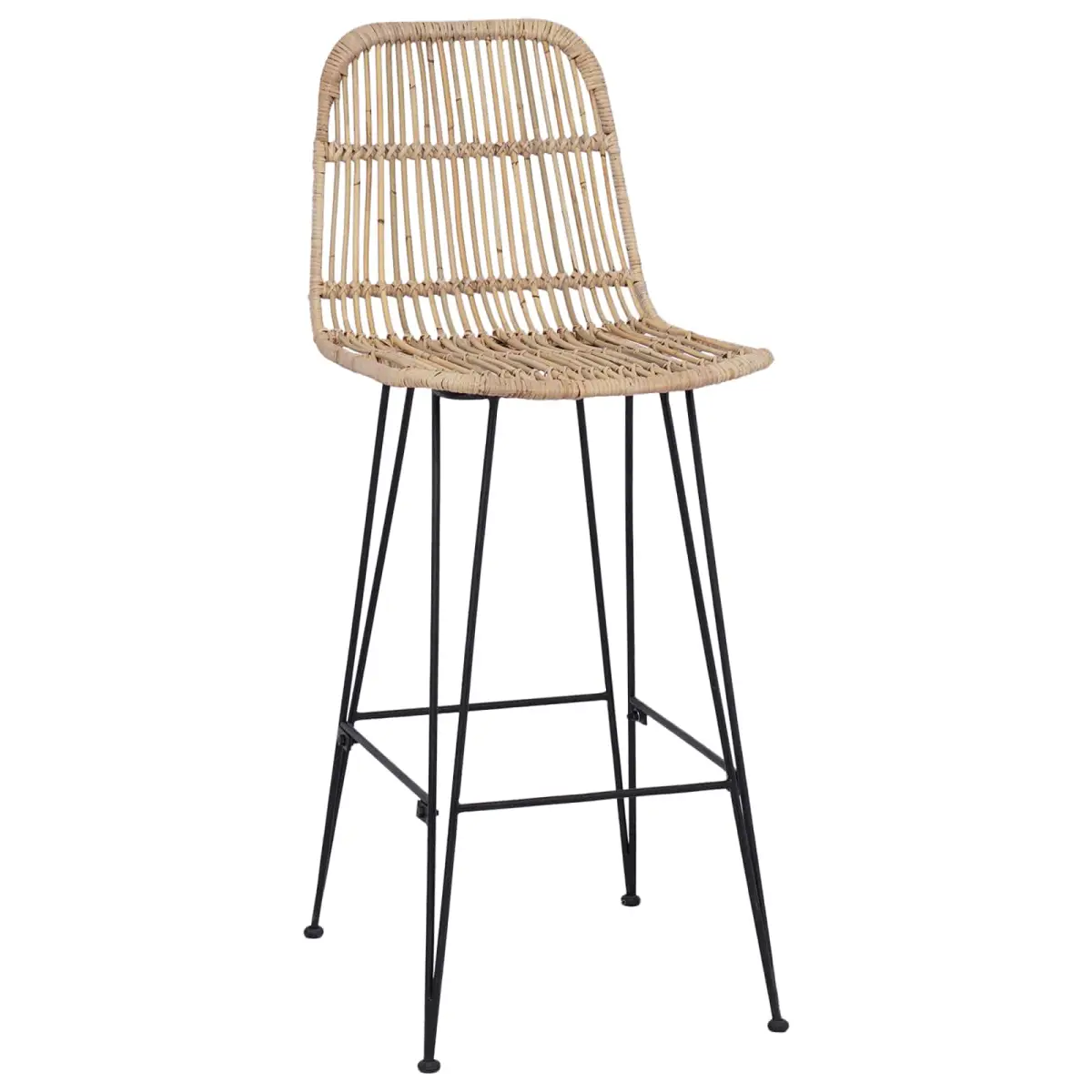 vidaXL vidaXL Bar Stool 2 pcs Natural 44 x 55 x 109 cm Rattan and Steel - Bar Stool