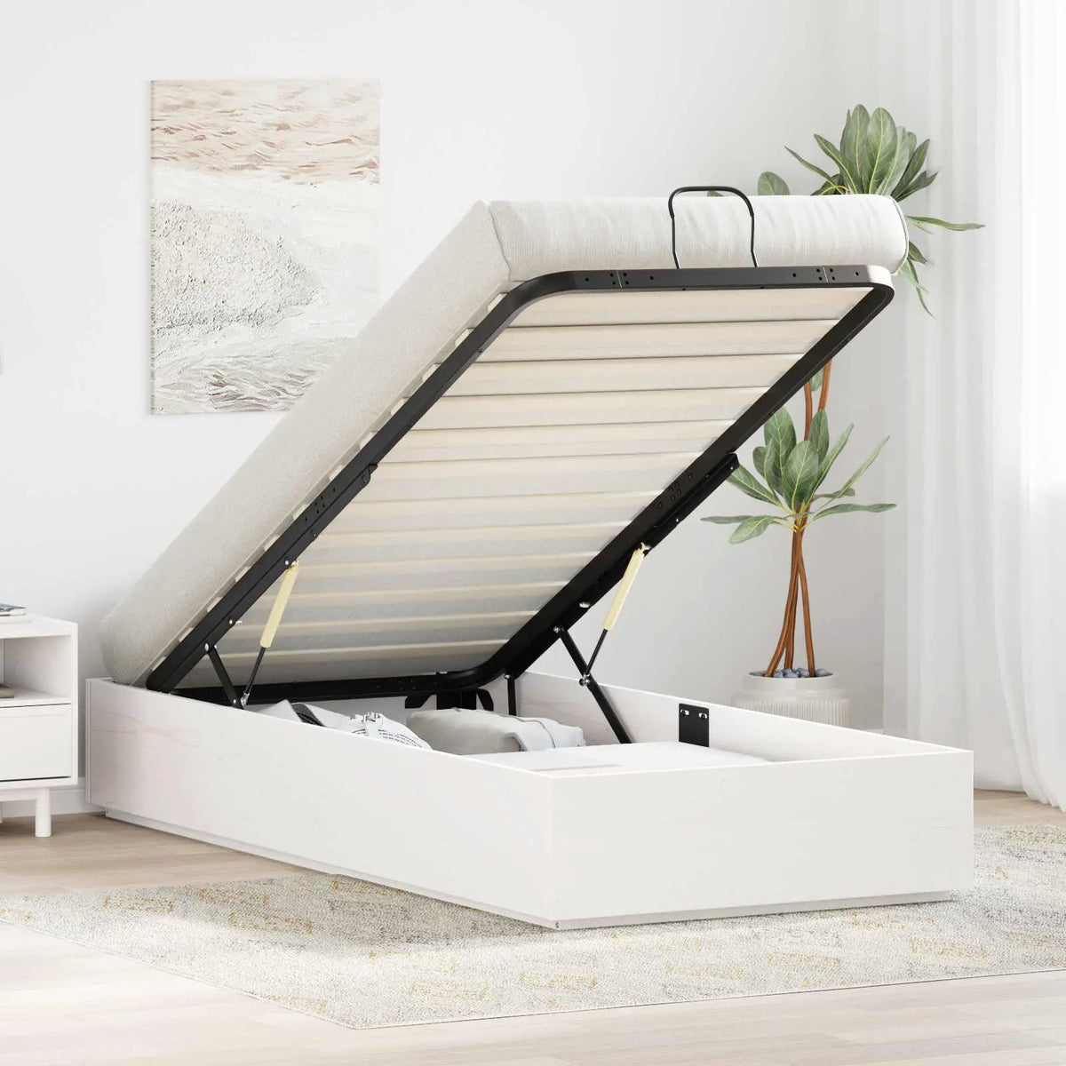 vidaXL Ottoman Bed Frame with Storage Natural 70 x 190 cm - from vidaXL