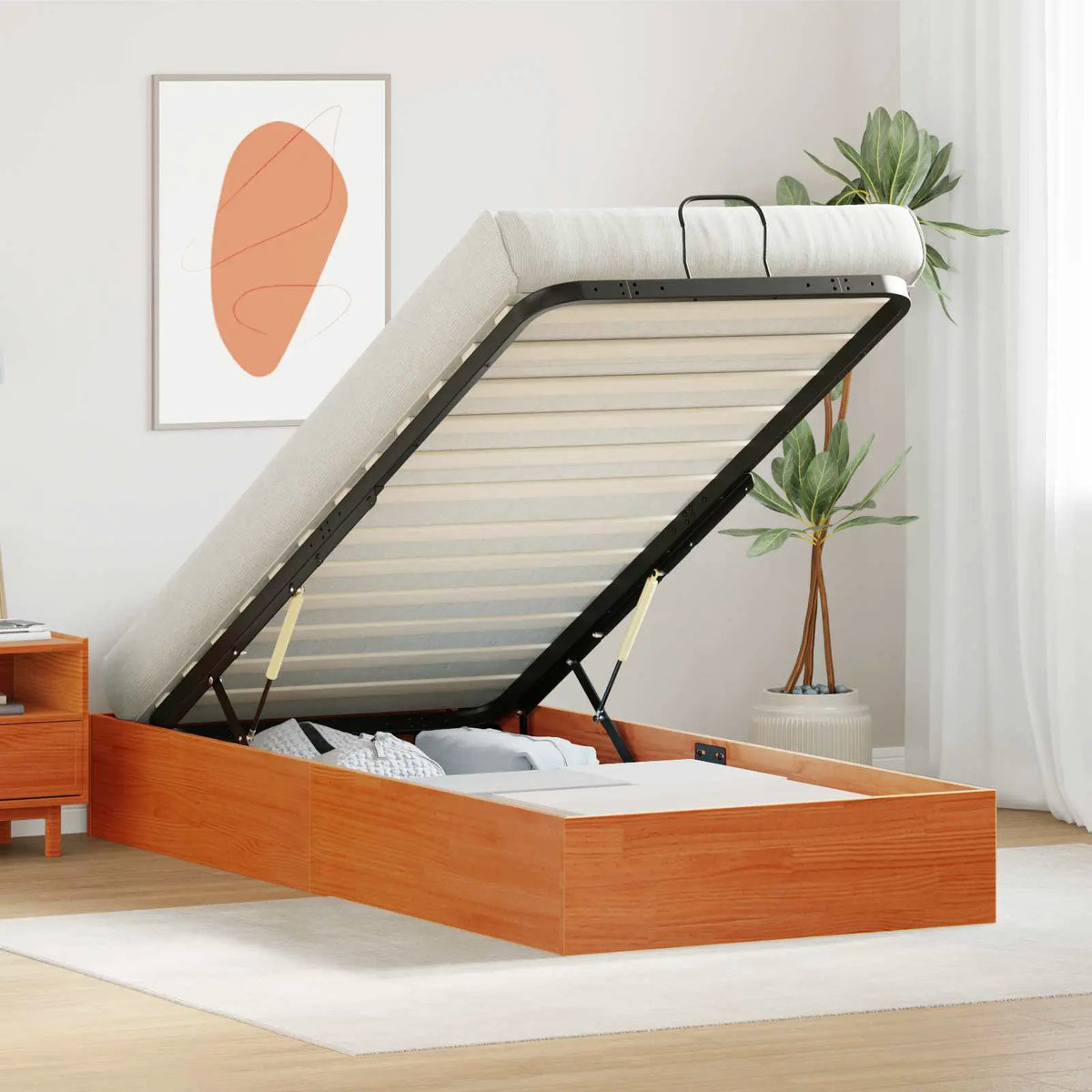 vidaXL Ottoman Bed Frame with Storage Natural 70 x 190 cm - from vidaXL