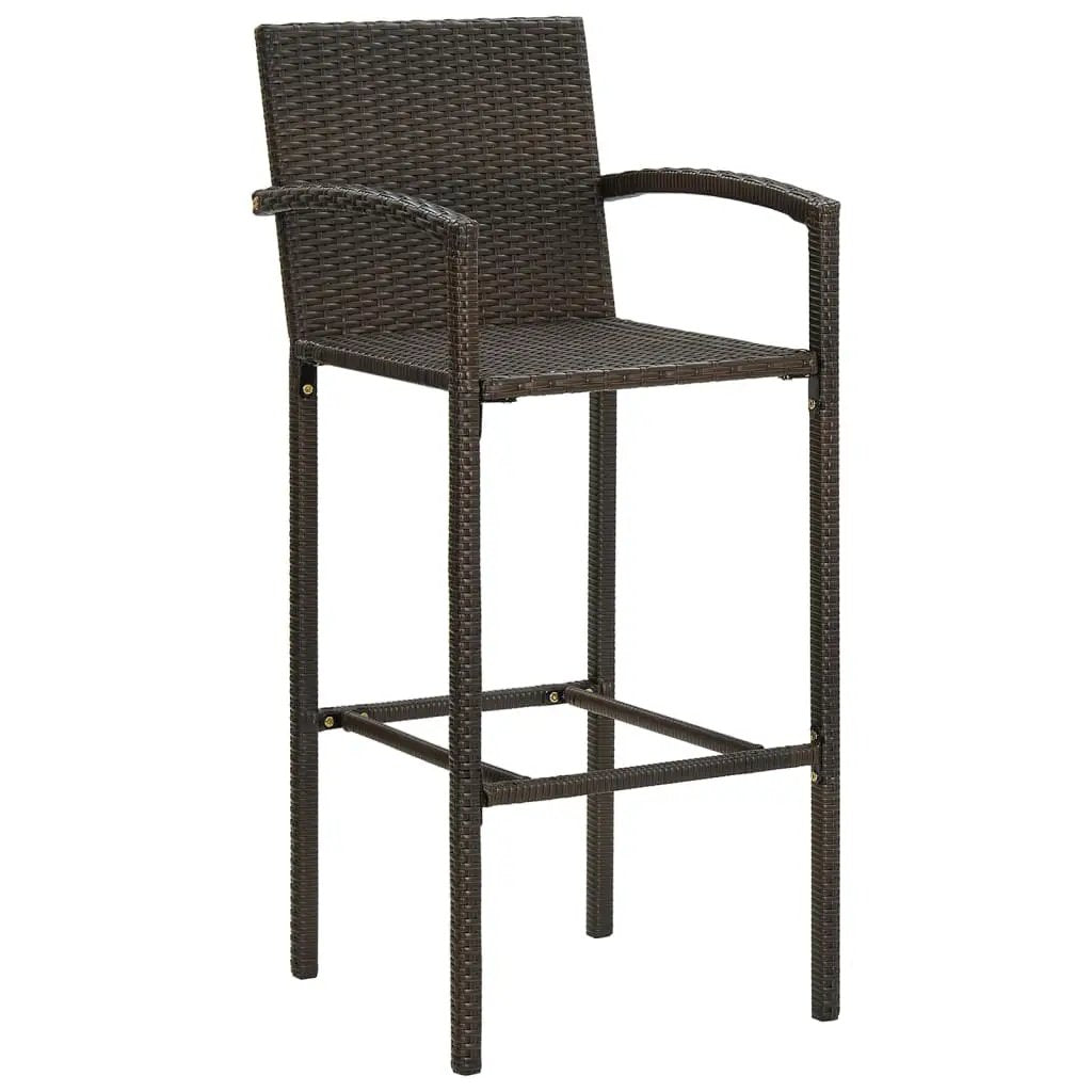 vidaXL vidaXL Bar Stools 2 pcs Brown Poly Rattan - Bar Stool