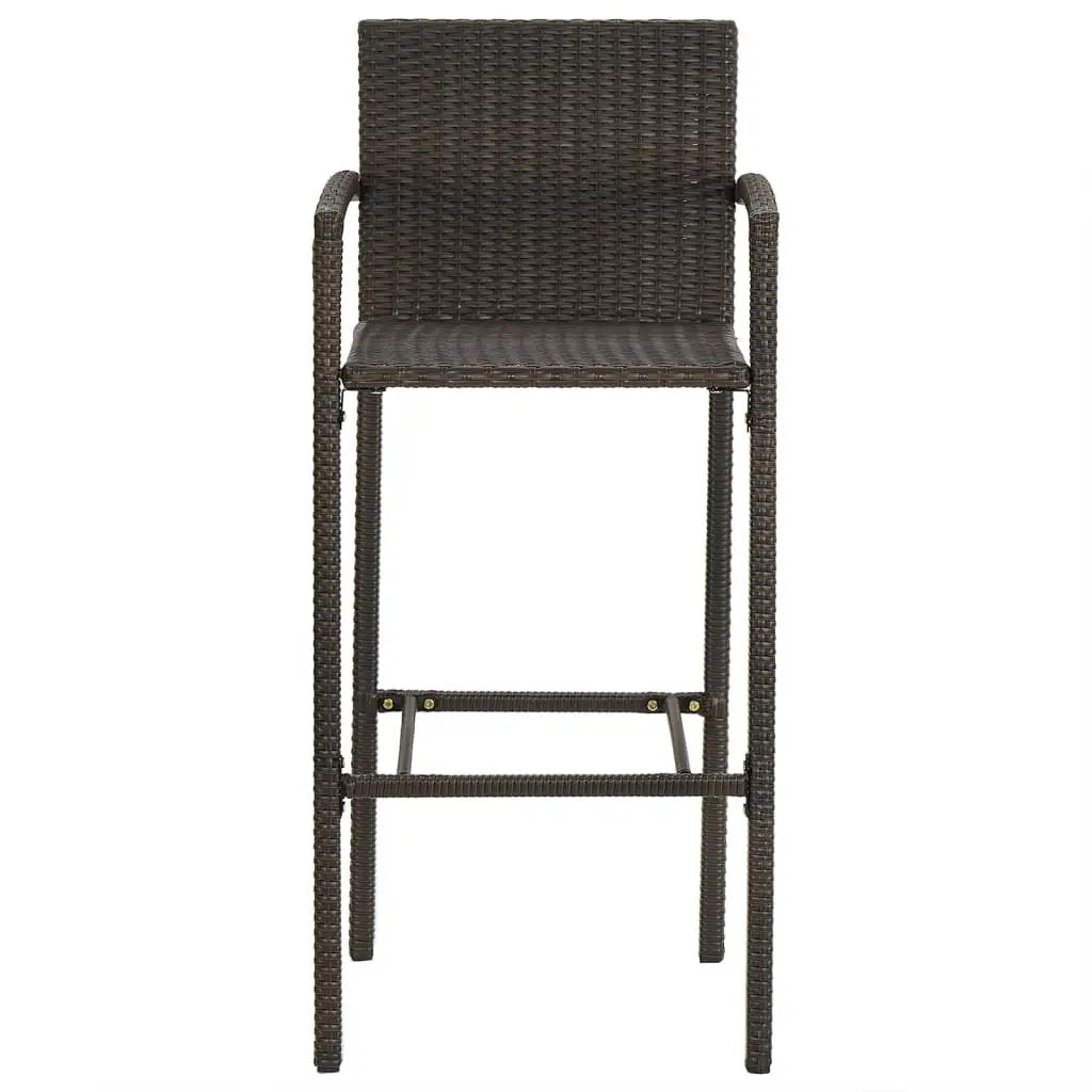 vidaXL vidaXL Bar Stools 2 pcs Brown Poly Rattan - Bar Stool