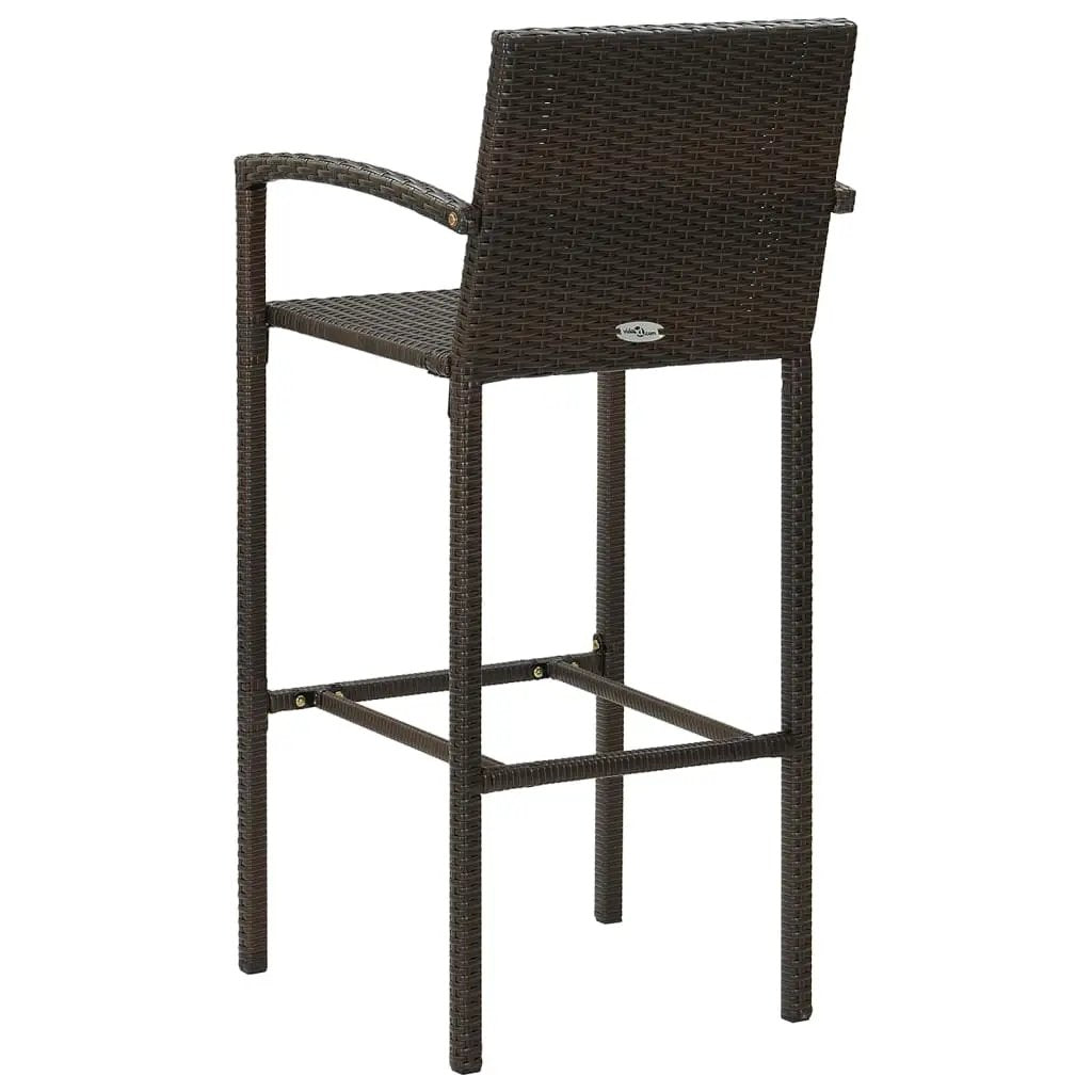 vidaXL vidaXL Bar Stools 2 pcs Brown Poly Rattan - Bar Stool