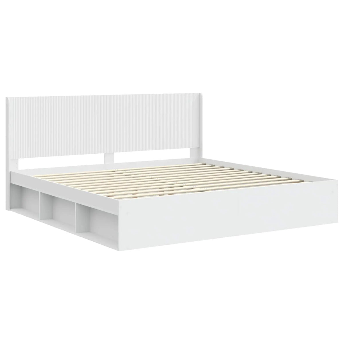 vidaXL Bed Frame with Storage and Headboard White 200 x 200 cm - from vidaXL