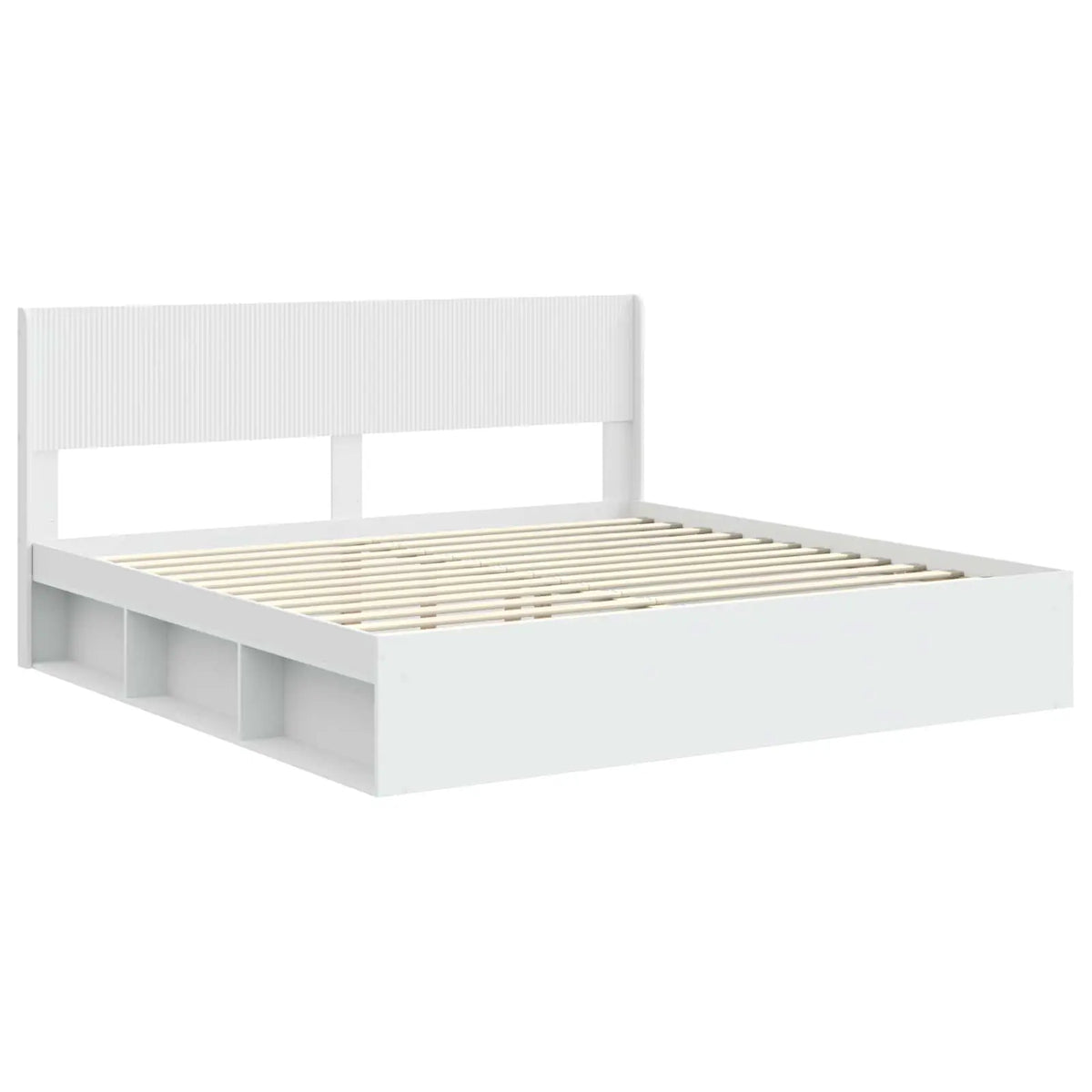 vidaXL Bed Frame with Storage and Headboard White 200 x 200 cm - from vidaXL