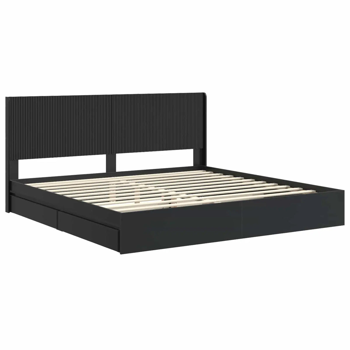 vidaXL Bed Frame with Storage and Headboard Black 200 x 200 cm - from vidaXL