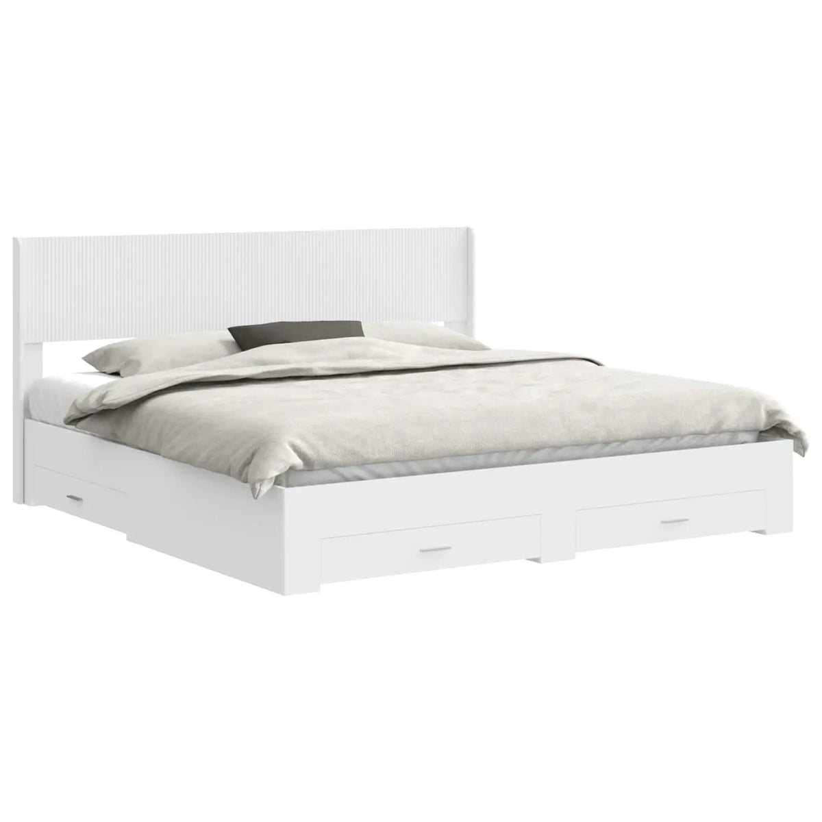 vidaXL Bed Frame with Storage and Headboard White Engineered Wood - from vidaXL