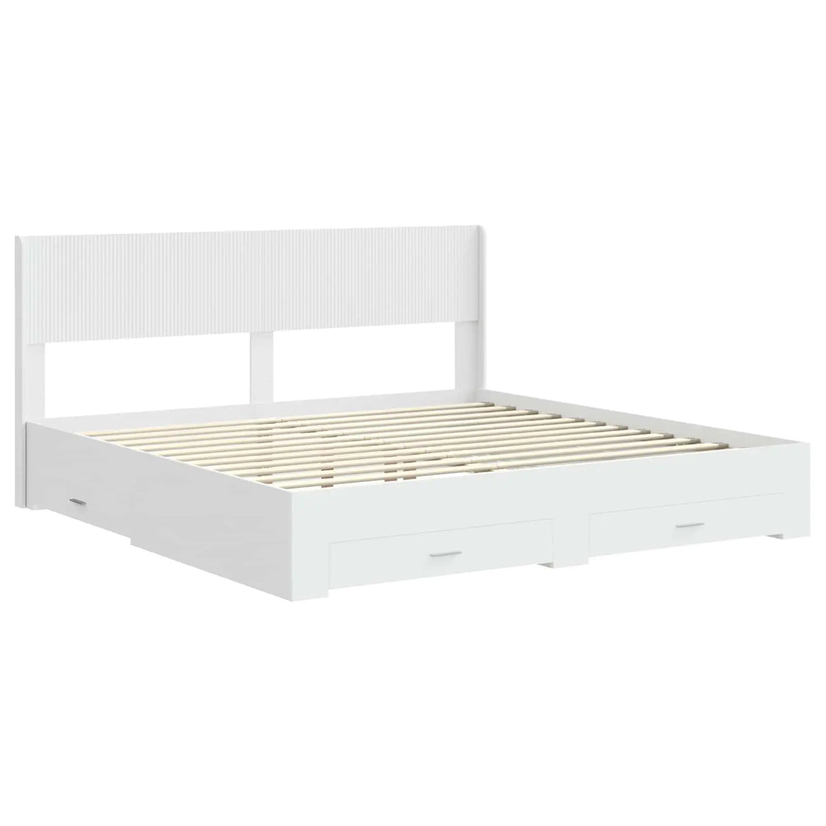 vidaXL Bed Frame with Storage and Headboard White Engineered Wood - from vidaXL