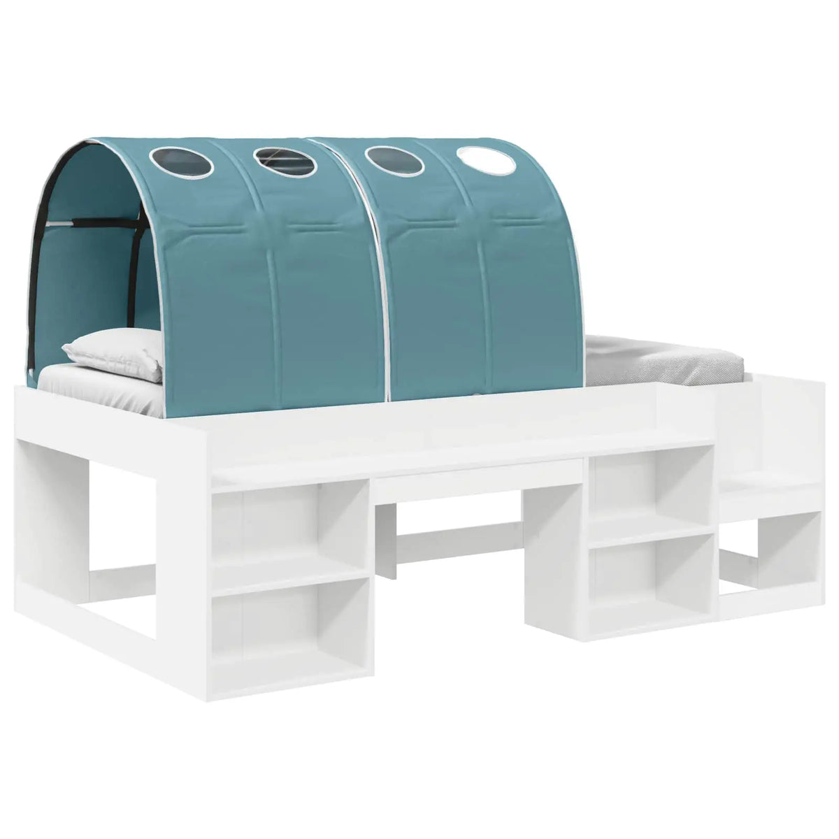 vidaXL Bed Frame with Tunnel with Shelf 3 pcs White and Light Blue - from vidaXL