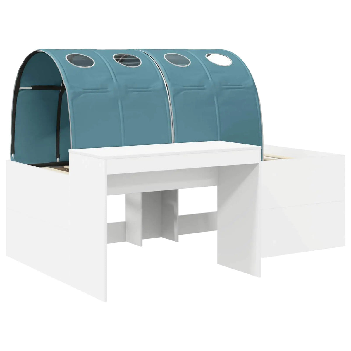 vidaXL Kids'High Bed Frame with Desk White and Light Blue - from vidaXL
