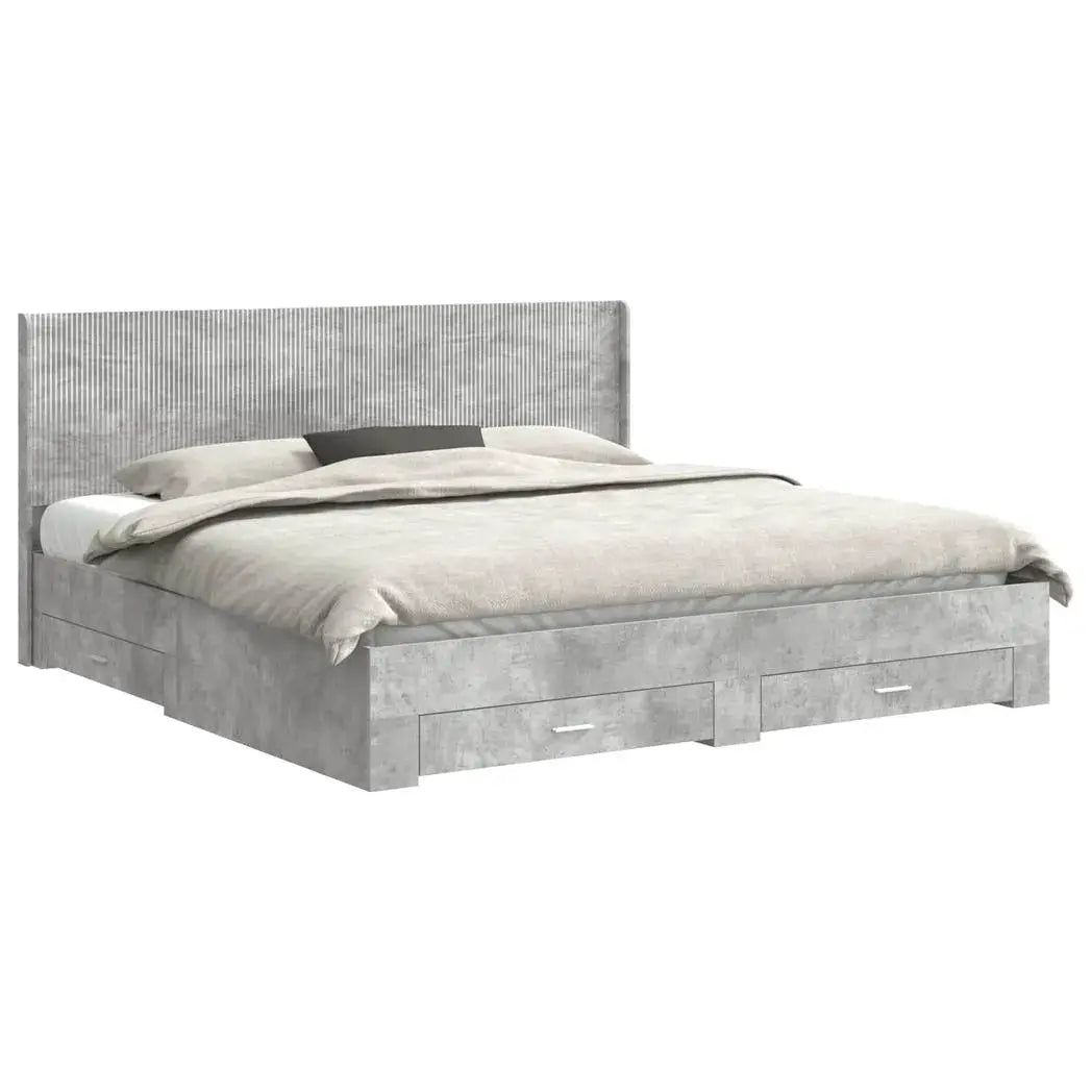 vidaXL Bed Frame with Storage and Headboard Concrete Grey - from vidaXL
