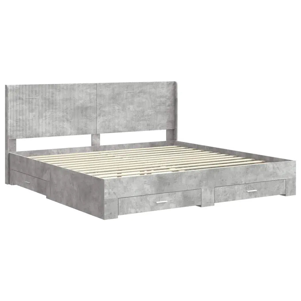vidaXL Bed Frame with Storage and Headboard Concrete Grey - from vidaXL