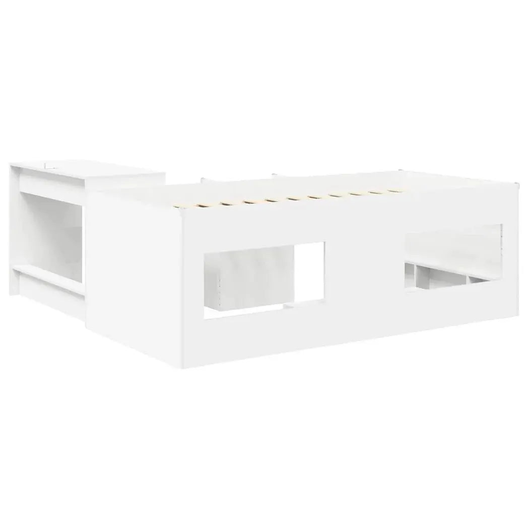 vidaXL Kids'High Bed Frame with Desk 2 pcs White Engineered Wood - from vidaXL