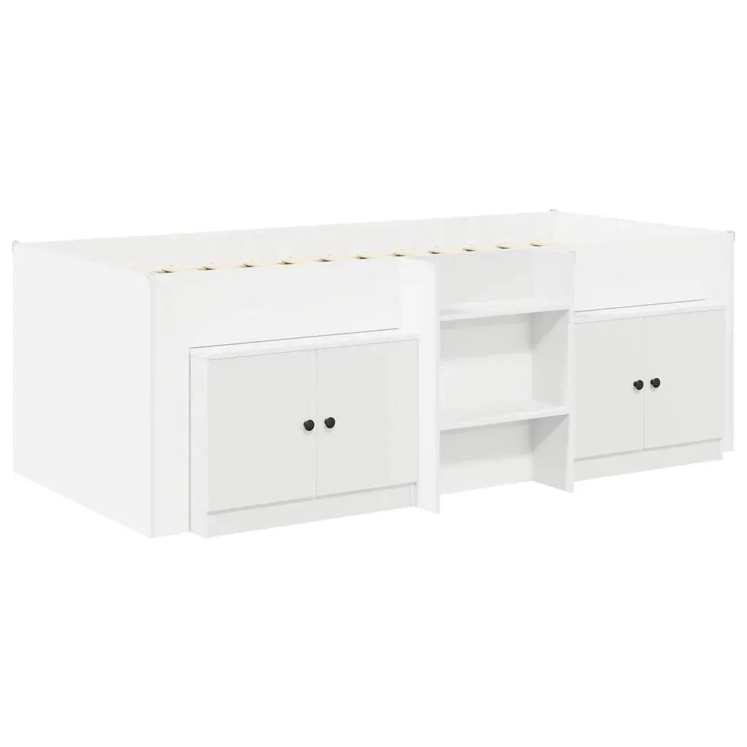 vidaXL Loft Bed Frame with Cabinet 3 pcs White Engineered Wood - from vidaXL