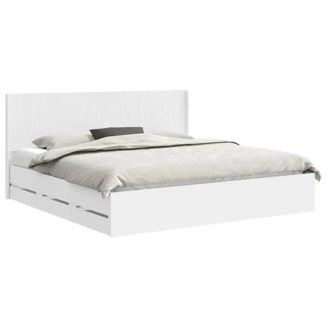 vidaXL Bed Frame with Storage and Headboard White 200 x 200 cm - from vidaXL