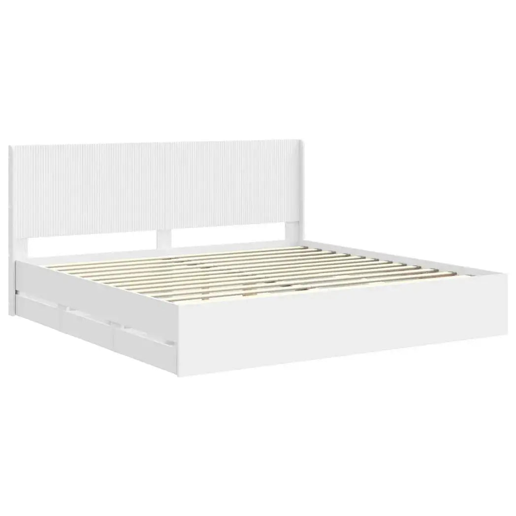 vidaXL Bed Frame with Storage and Headboard White 200 x 200 cm - from vidaXL