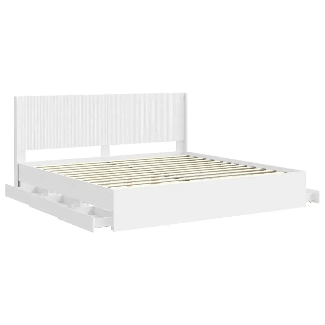 vidaXL Bed Frame with Storage and Headboard White 200 x 200 cm - from vidaXL