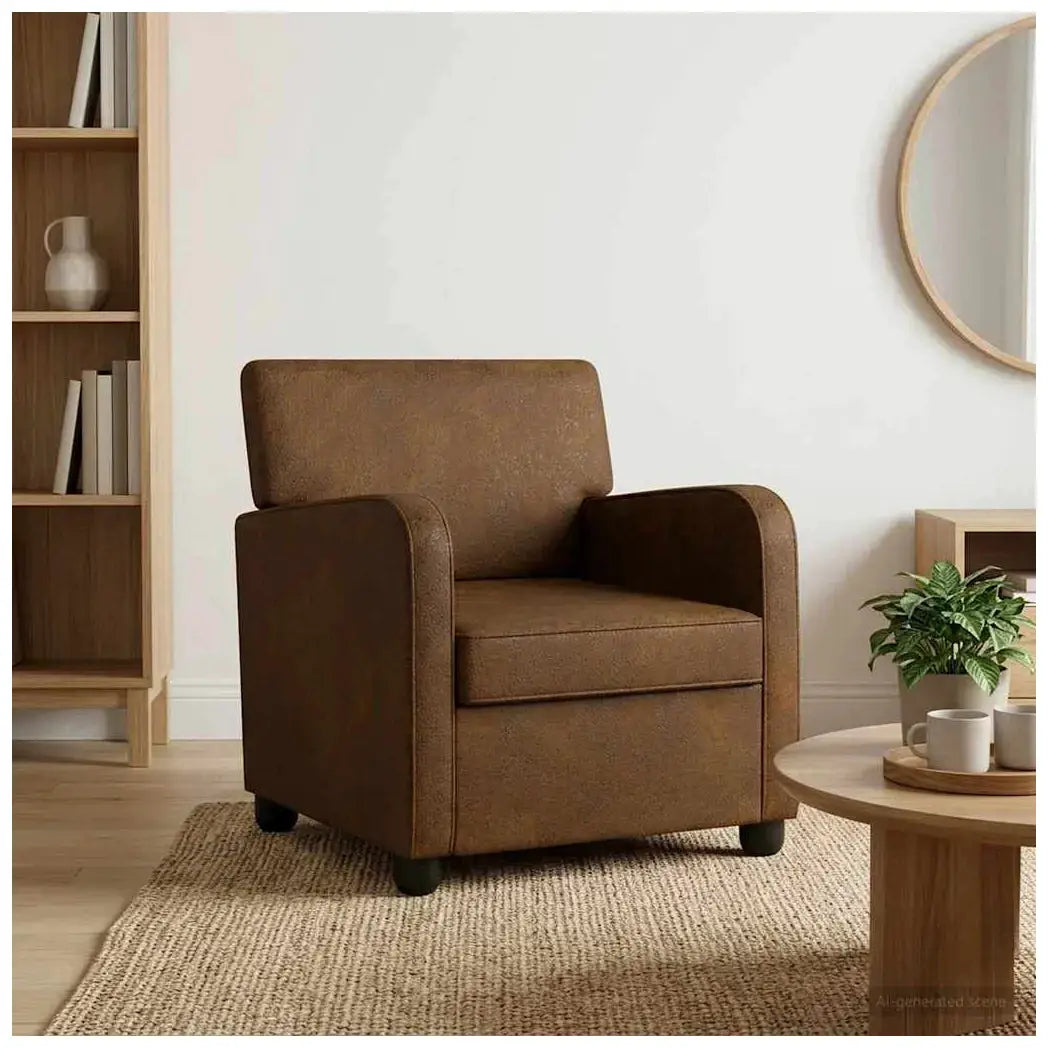 vidaXL Armchair Brown Faux Suede Leather - from vidaXL
