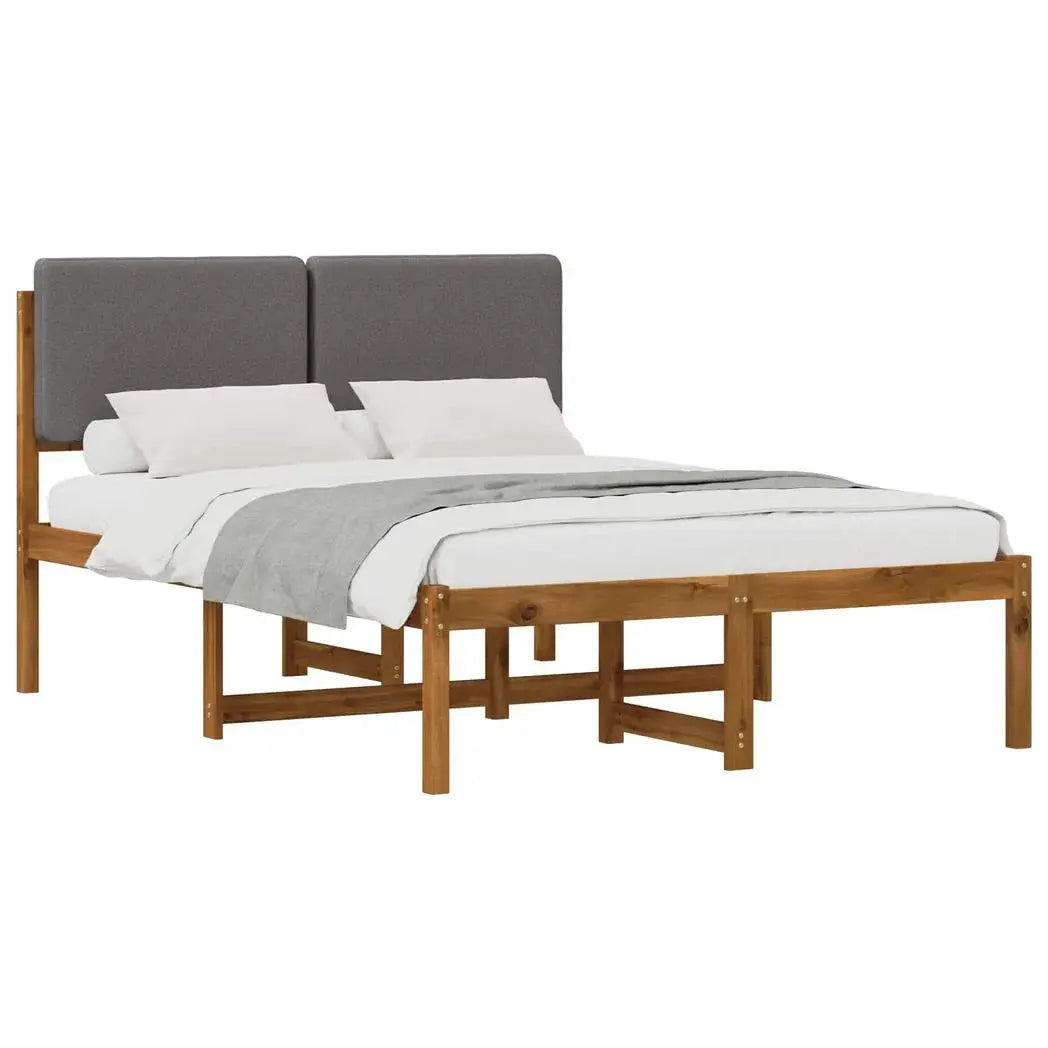 vidaXL Bed Frame with Upholstered Headboard Natural and Light Grey - from vidaXL
