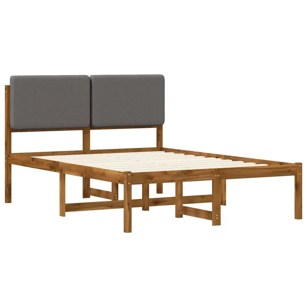 vidaXL Bed Frame with Upholstered Headboard Natural and Light Grey - from vidaXL