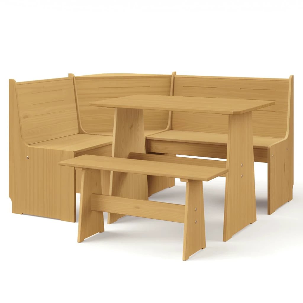 vidaXL vidaXL 3 Piece Dining Set REINE Honey Brown Solid Wood Pine - Dining Set