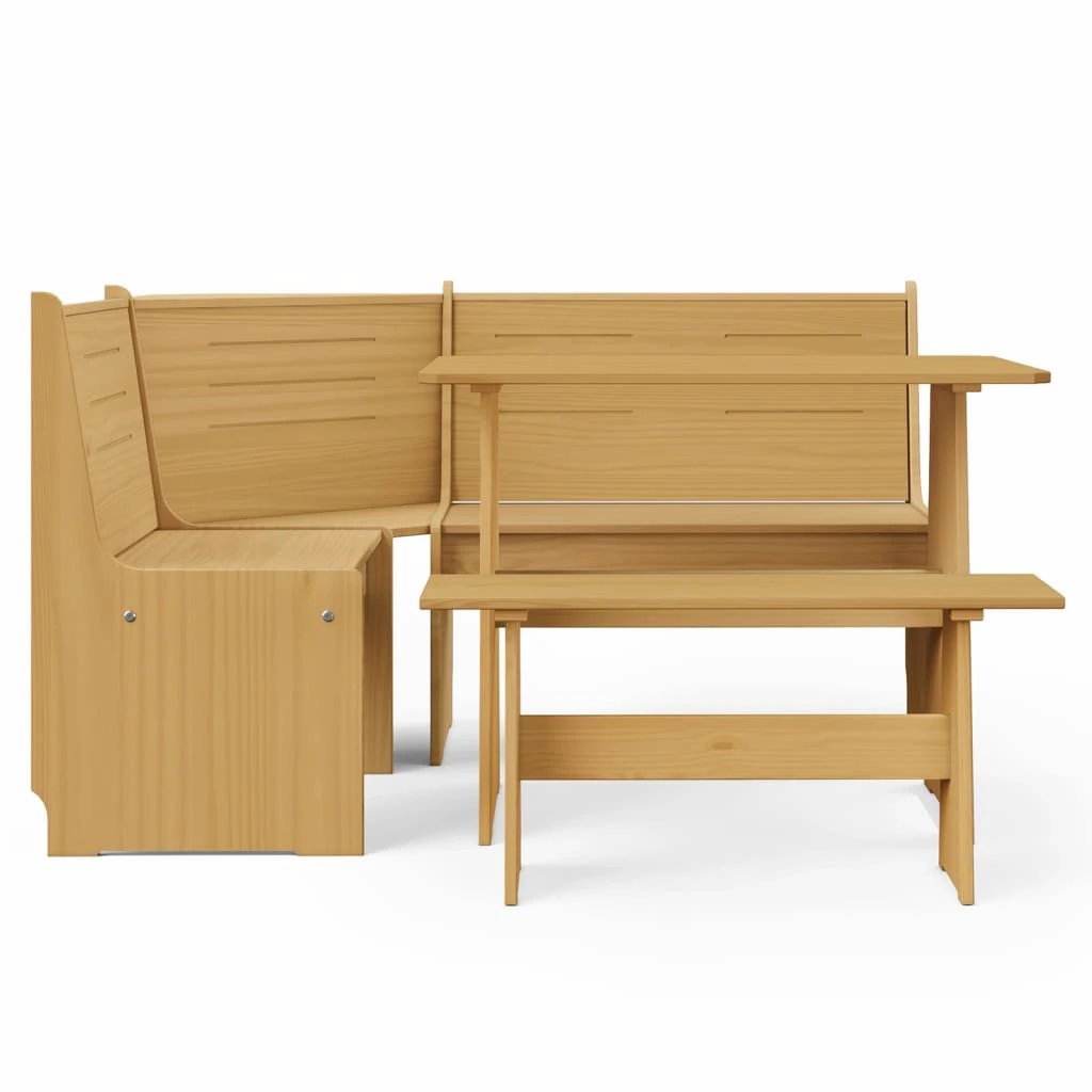 vidaXL vidaXL 3 Piece Dining Set REINE Honey Brown Solid Wood Pine - Dining Set