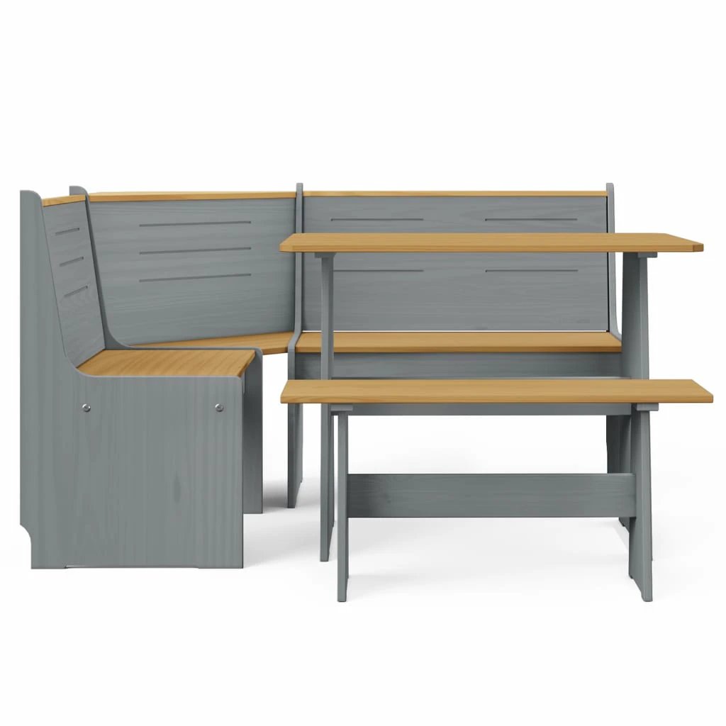 vidaXL 3 Piece Dining Set REINE Honey Brown Solid Wood Pine by vidaXL