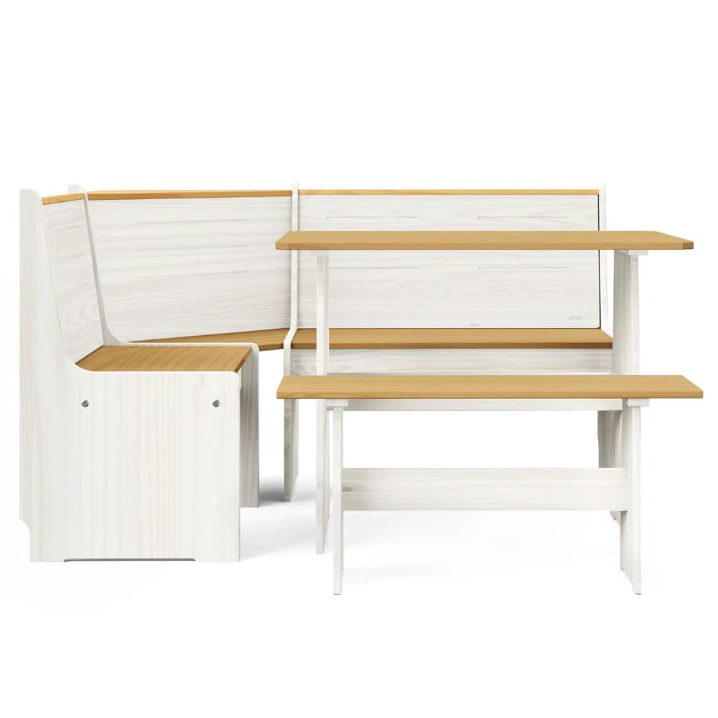 vidaXL vidaXL 3 Piece Dining Set REINE Honey Brown Solid Wood Pine - Dining Set