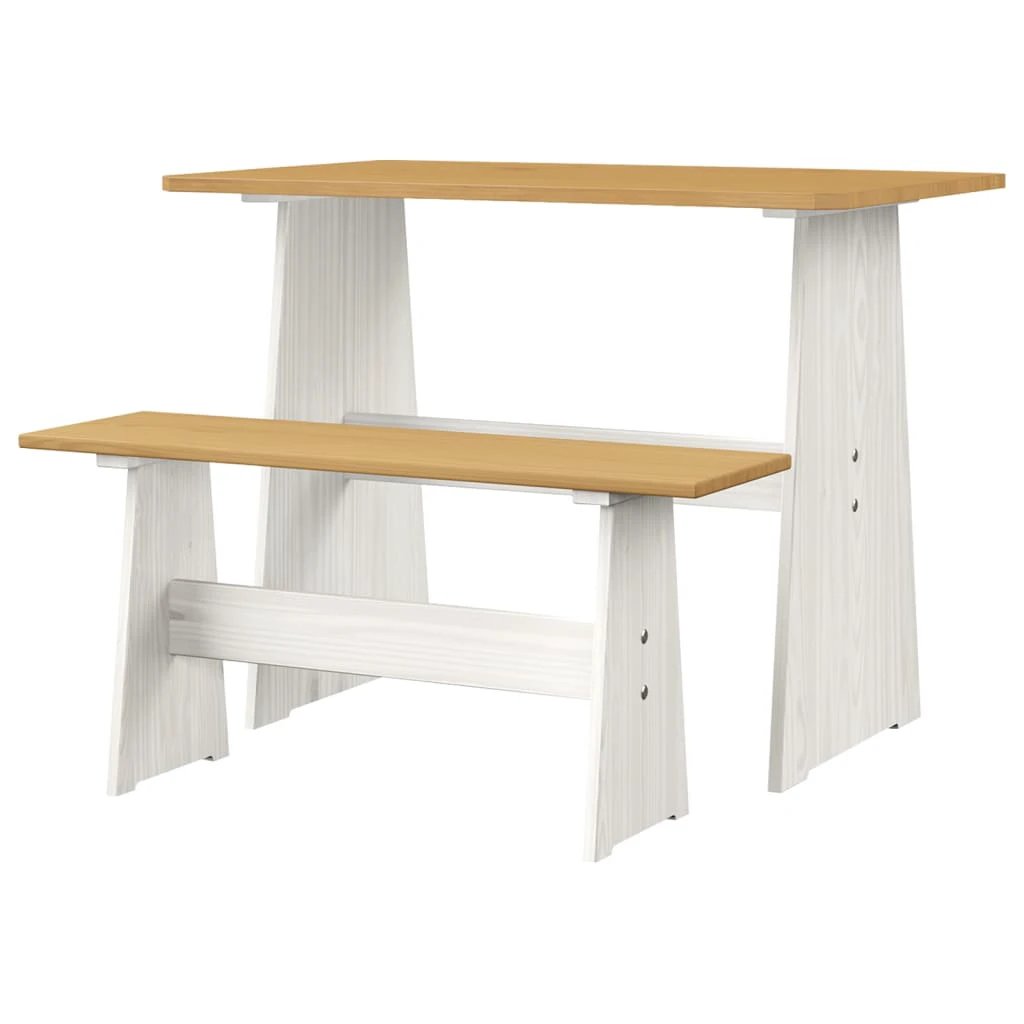 vidaXL vidaXL 3 Piece Dining Set REINE Honey Brown Solid Wood Pine - Dining Set