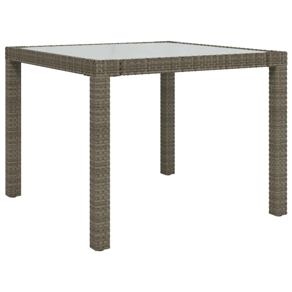 vidaXL Garden Table 90x90x75 cm Tempered Glass and Poly Rattan Brown by vidaXL