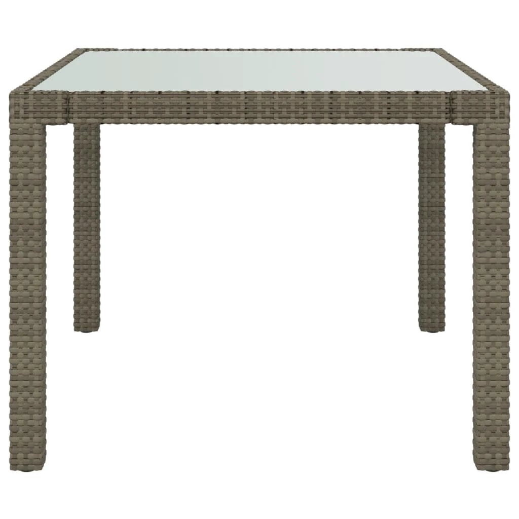 vidaXL Garden Table 90x90x75 cm Tempered Glass and Poly Rattan Brown by vidaXL
