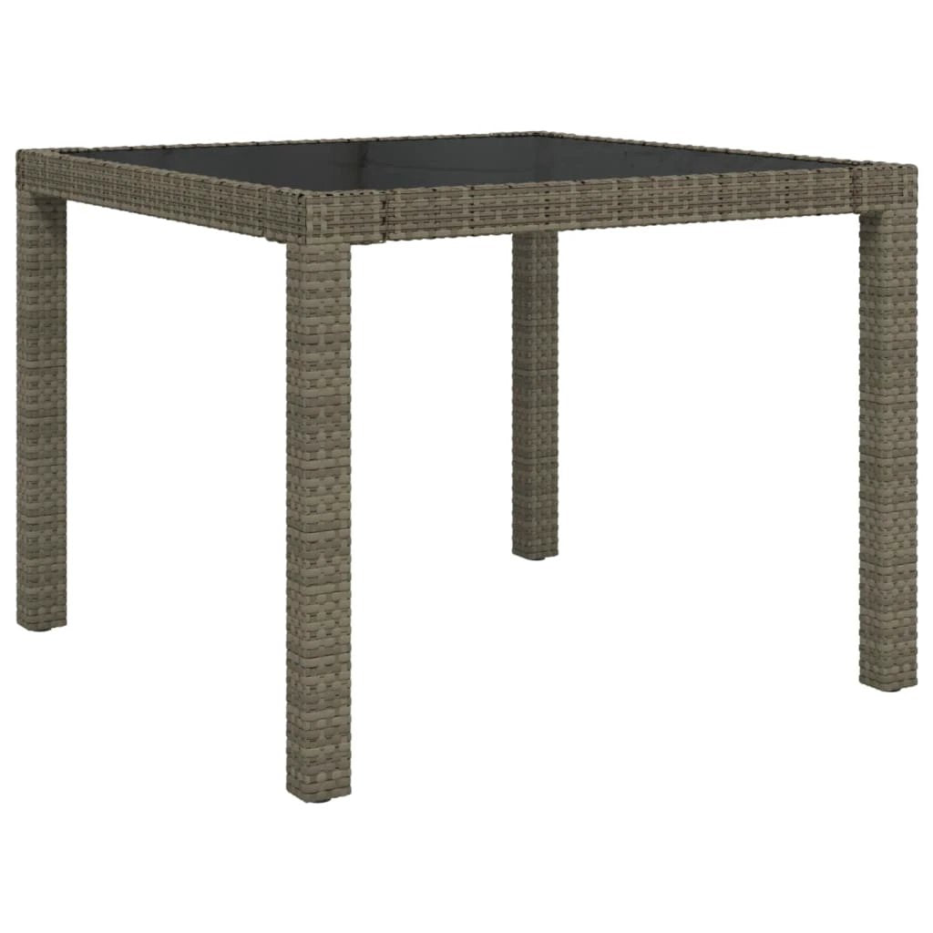 vidaXL Garden Table 90x90x75 cm Tempered Glass and Poly Rattan Brown by vidaXL