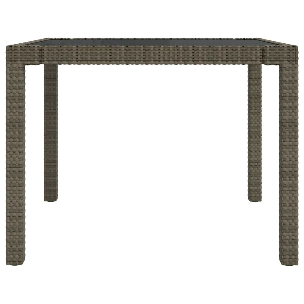 vidaXL Garden Table 90x90x75 cm Tempered Glass and Poly Rattan Brown by vidaXL