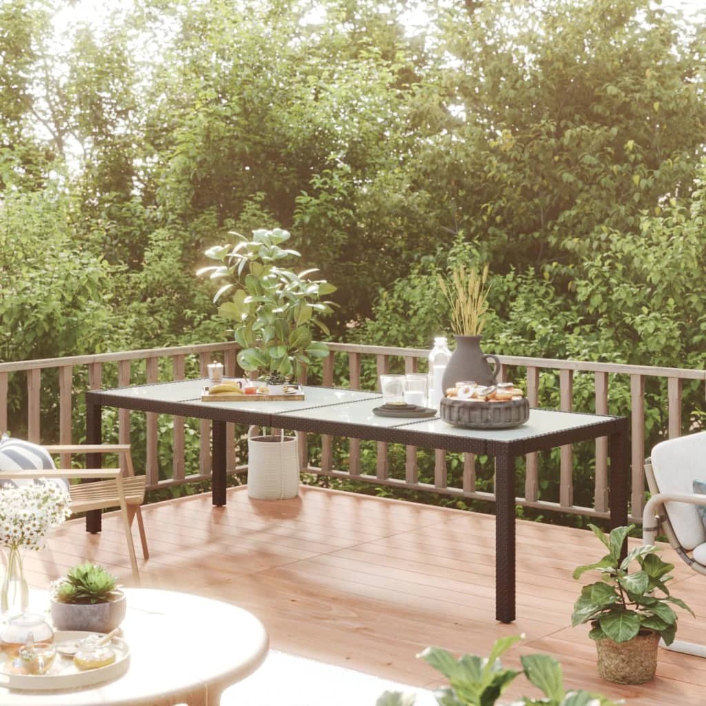vidaXL vidaXL Garden Table White 250x100x75 cm Poly Rattan and Tempered Glass - Garden Table