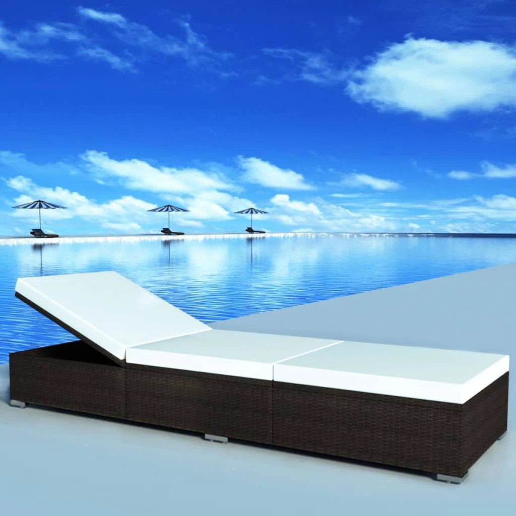 Premium Sun Lounger 200x70x40 cm Water Resistant PE Rattan Outdoor Patio Garden Weatherproof by vidaXL