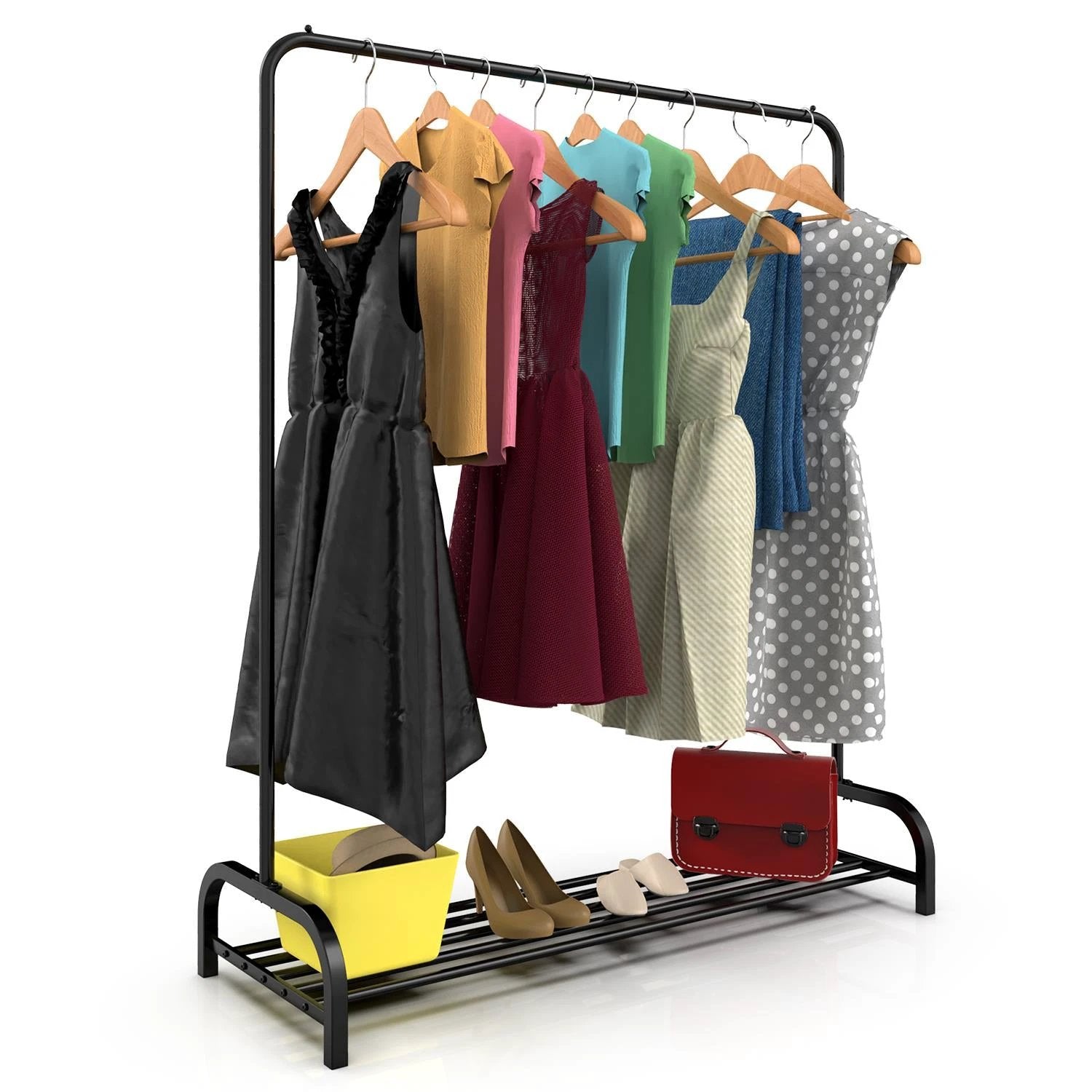 Vinsani Vinsani Freestanding Clothes Rail And Shoe Rack 120cm Wide Multifunctional Hallway Organizer - Wardrobe