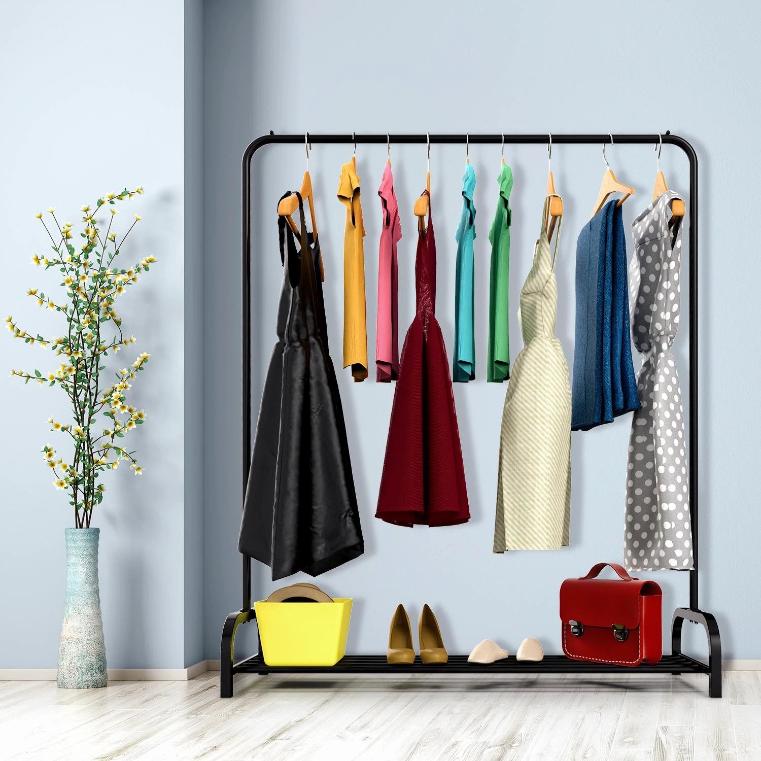 Vinsani Vinsani Freestanding Clothes Rail And Shoe Rack 120cm Wide Multifunctional Hallway Organizer - Wardrobe
