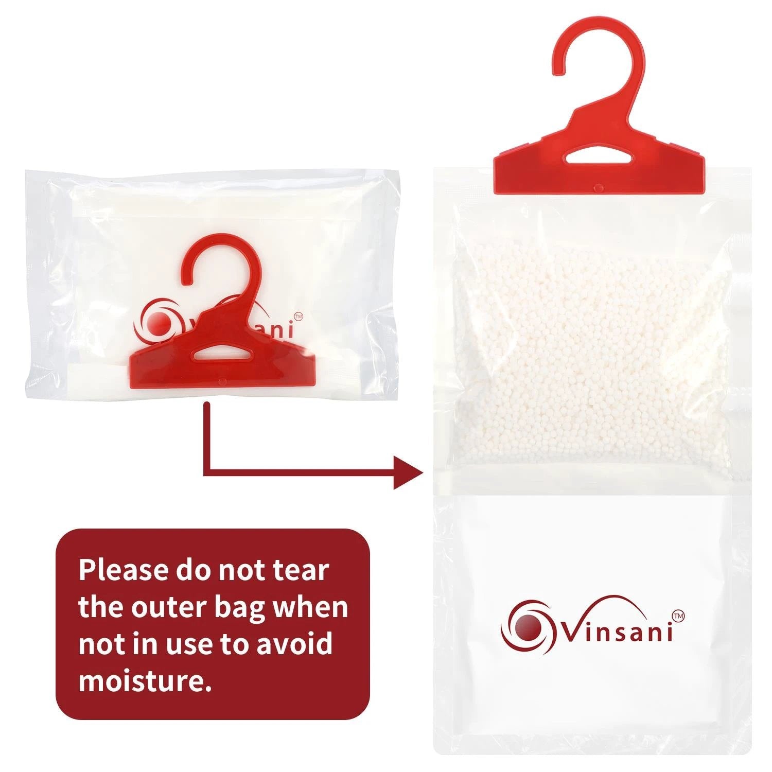 Vinsani VINSANI 6PC HANGING WARDROBE DEHUMIDIFIER BAG - Wardrobe