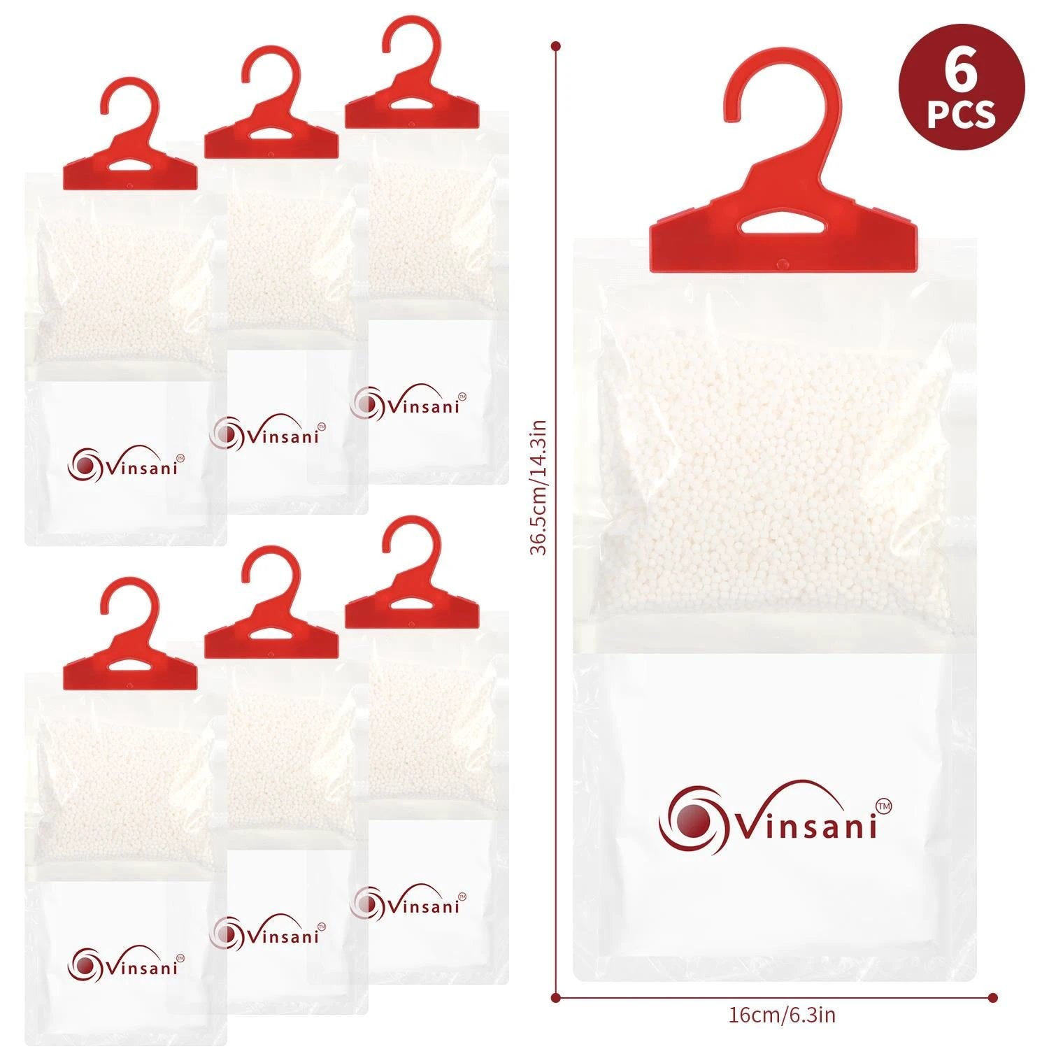 Vinsani VINSANI 6PC HANGING WARDROBE DEHUMIDIFIER BAG - Wardrobe