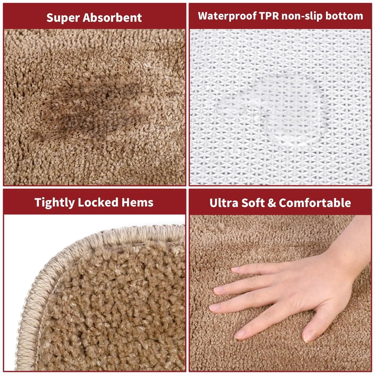 Vinsani VINSANI BATH MAT 50X80cm BEIGE 1010161 - Rug