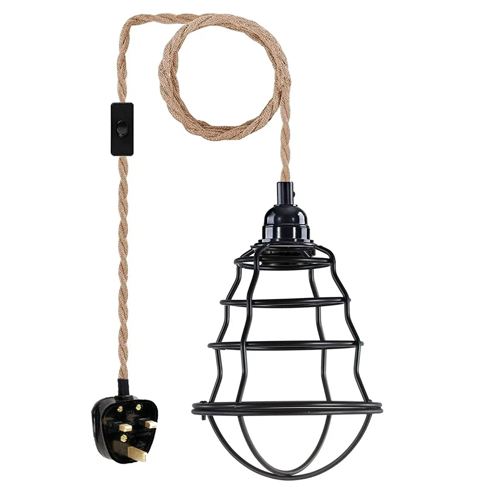 Ledsone Fabric Hemp Flex Cable kit Plug In Pendant Lamp Light E27 Fitting Vintage Lamp - Pendant Lights