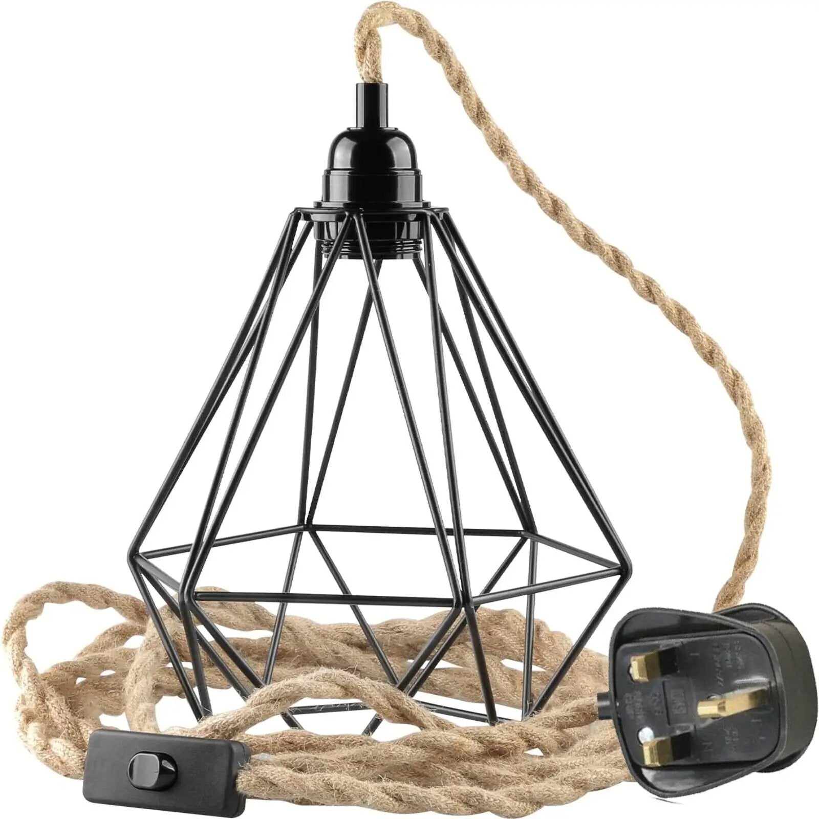 Ledsone Fabric Hemp Flex Cable kit Plug In Pendant Lamp Light E27 Fitting Vintage Lamp - Pendant Lights