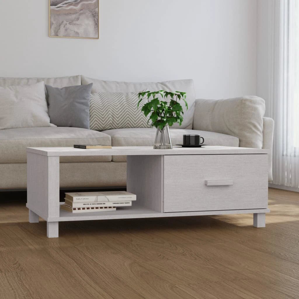 VidaXL Coffee Table 100x55x35 Solid Pine Drawer by vidaXL