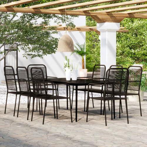 vidaXL 5 Piece Garden Dining Set Black Cotton Rope and Steel by vidaXL