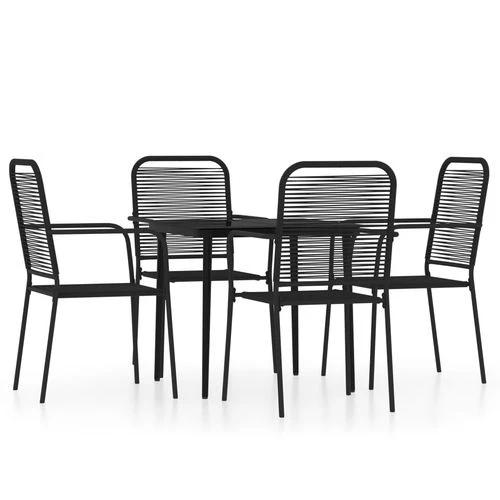 vidaXL vidaXL 5 Piece Garden Dining Set Black Cotton Rope and Steel - Garden Set