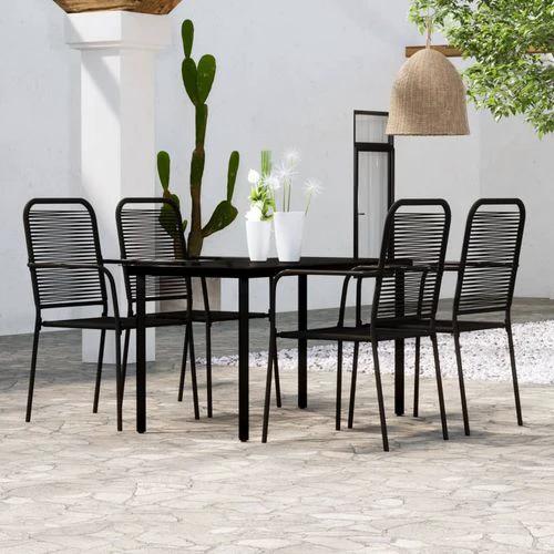 vidaXL 5 Piece Garden Dining Set Black Cotton Rope and Steel by vidaXL