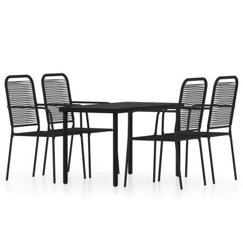 vidaXL 5 Piece Garden Dining Set Black Cotton Rope and Steel by vidaXL